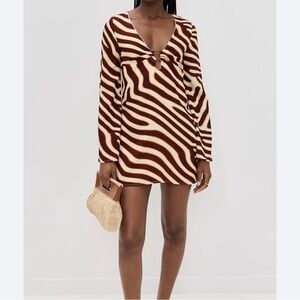 Seven Wonders Caldeira Mini Dress in Brown & Cream Zebra - NWT